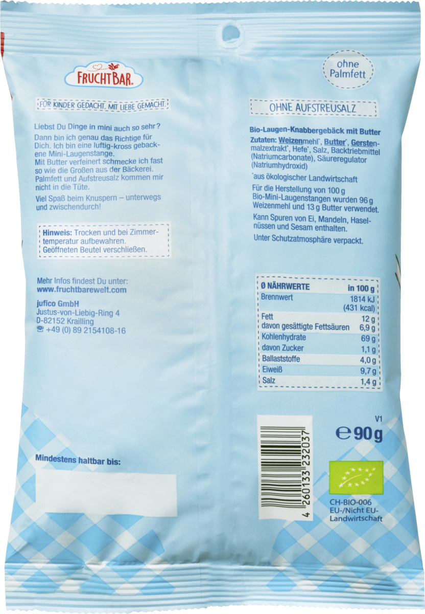 Bild 2 von FruchtBar Bio Mini Laugenstangen mit Butter