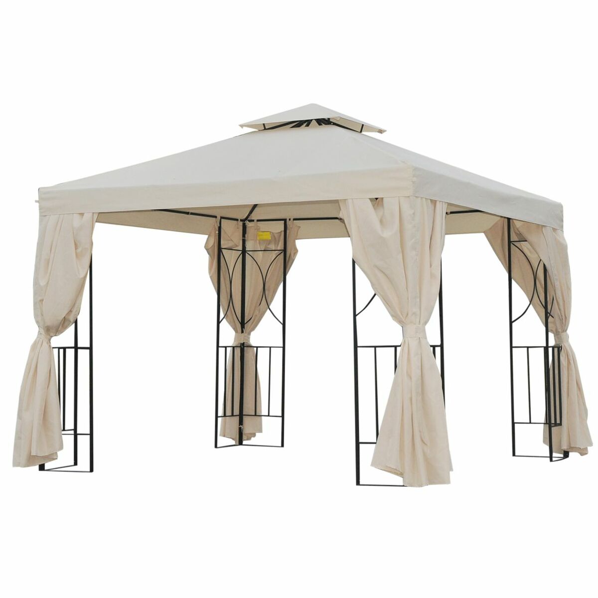 Bild 1 von Outsunny Gartenpavillon Pavillon 2,95 x 2,95 m 4 x Seitenteile Doppeldach Creme
