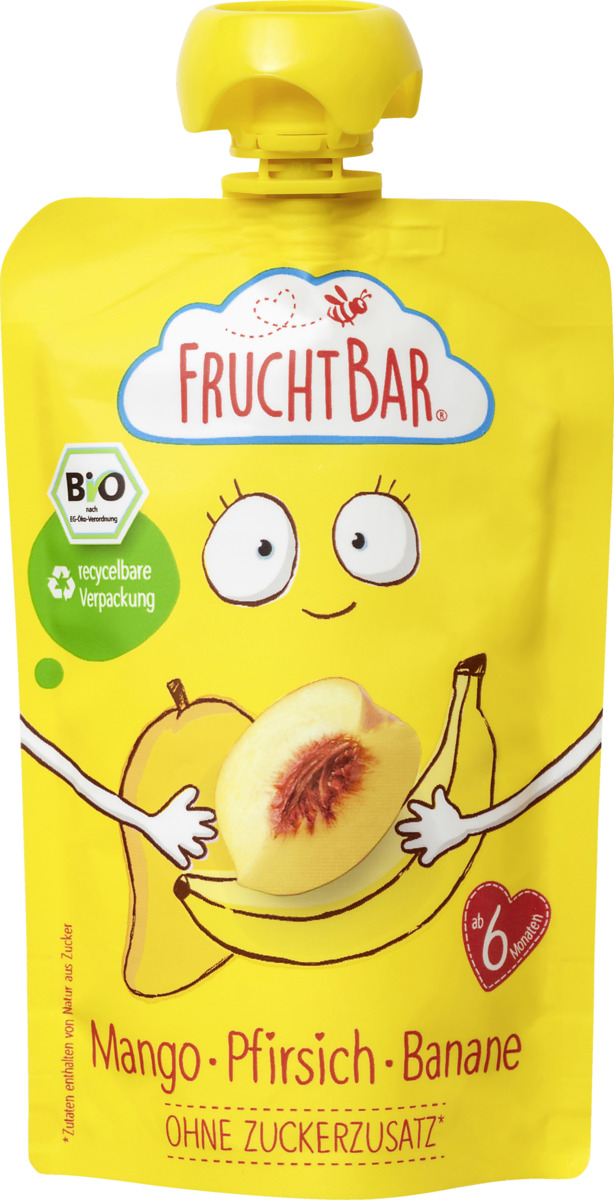 Bild 1 von FruchtBar Bio Fruchtpüree Mango Pfirsich Banane