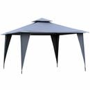 Bild 1 von Outsunny Pavillon Partyzelt mit Doppeldach 3,5x3,5x2,7m Festzelt Gartenlaube Metall Polyester Grau