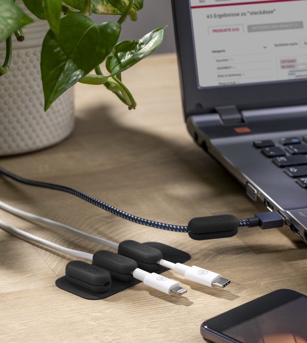 Bild 2 von IDEENWELT Magnetischer Kabelhalter schwarz
