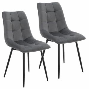 Juskys Esszimmerstühle Blanca 2er Set - Samt Stühle gepolstert - Stuhl Esszimmer & Küche Dunkelgrau