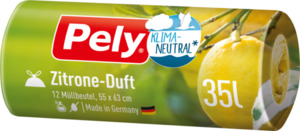 PELY® KLIMANEUTRAL  Müllbeutel 35 l mit Zugband & Zitronen-Duft