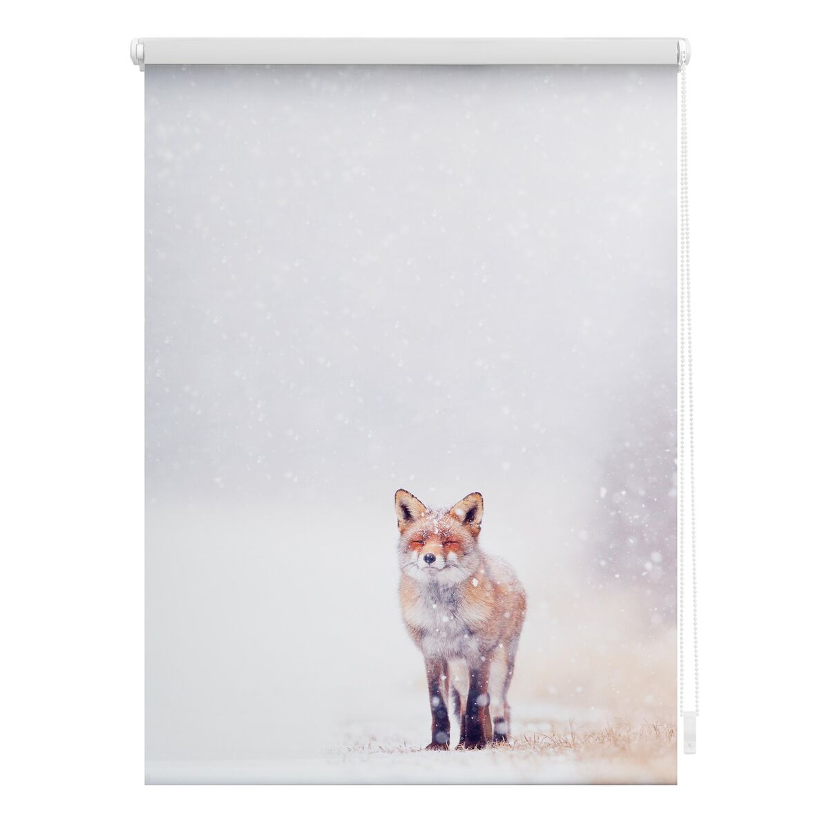 Bild 1 von Lichtblick Rollo Klemmfix, ohne Bohren, blickdicht, Fuchs im Schnee - Weiß Rot