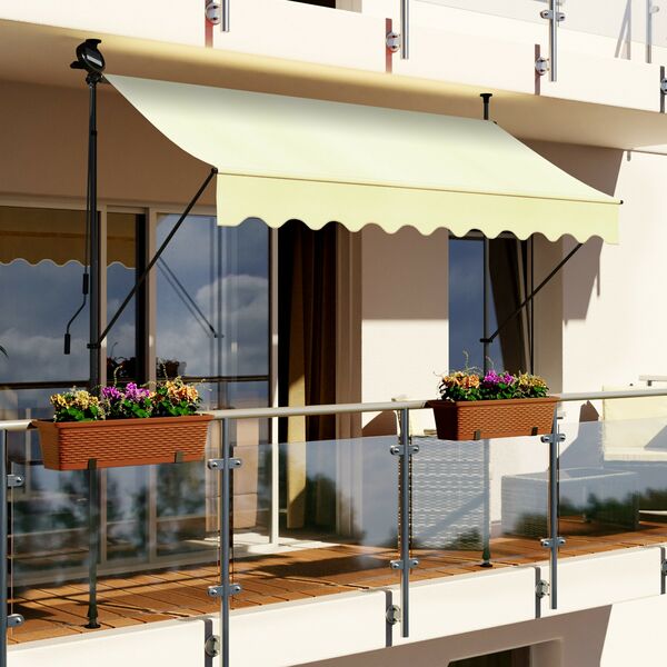 Bild 1 von Swing&Harmonie LED - Markise mit Kurbel Klemmmarkise Balkonmarkise mit Beleuchtung und Solarmodul Fallarm Markise Sonnenschutz Terrasse Balkon - versch. Ausführungen