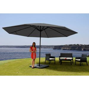 Sonnenschirm Carpi Pro, Gastronomie Marktschirm ohne Volant Ø 5m Polyester/Alu 28kg ~ anthrazit mit Ständer