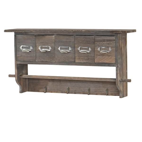 Bild 1 von Garderobe MCW-C49, Wandgarderobe Wandregal, Vintage mit 5 Schubladen 32x65x13cm ~ braun