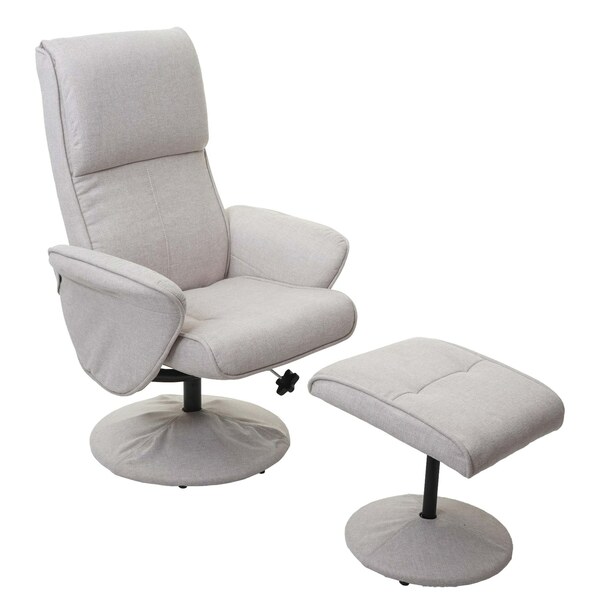 Bild 1 von Relaxsessel Stockholm, Fernsehsessel Relaxliege TV-Sessel mit Hocker ~ Stoff/Textil, creme-beige