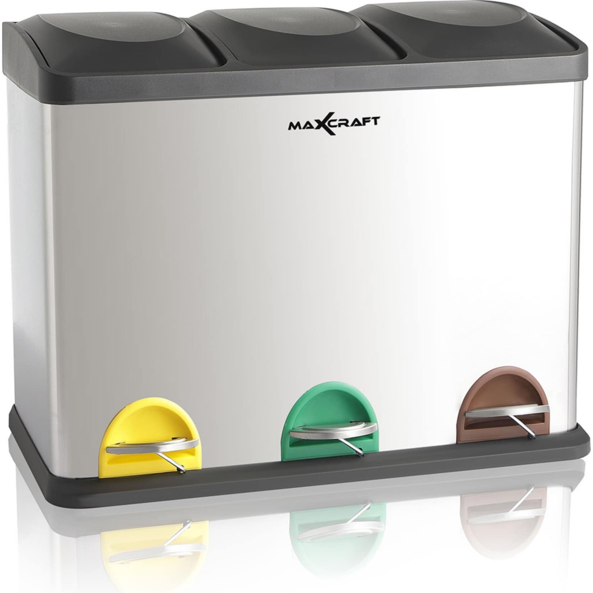 Bild 1 von MAXCRAFT Mülleimer / Treteimer mit 3 Behältern - 60 Liter (3 x 20 Liter)