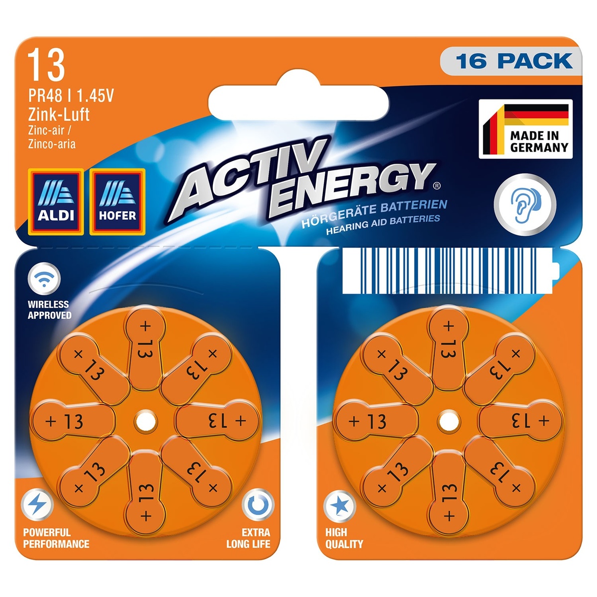 Bild 2 von ACTIV ENERGY Hörgerätebatterien, 16er-Packung