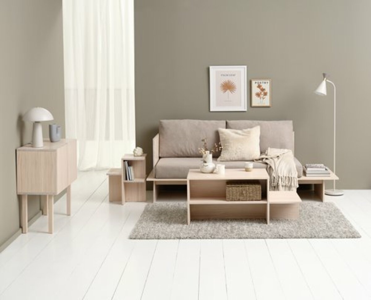 Bild 2 von Tagesbett SOLLERUP 204x78 massive Kiefer/hellgrauer Stoff