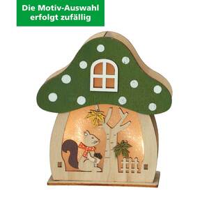 LED-Pilzhaus aus Holz 12,5 x 11,5 x 6 cm (Motivauswahl erfolgt zufällig)