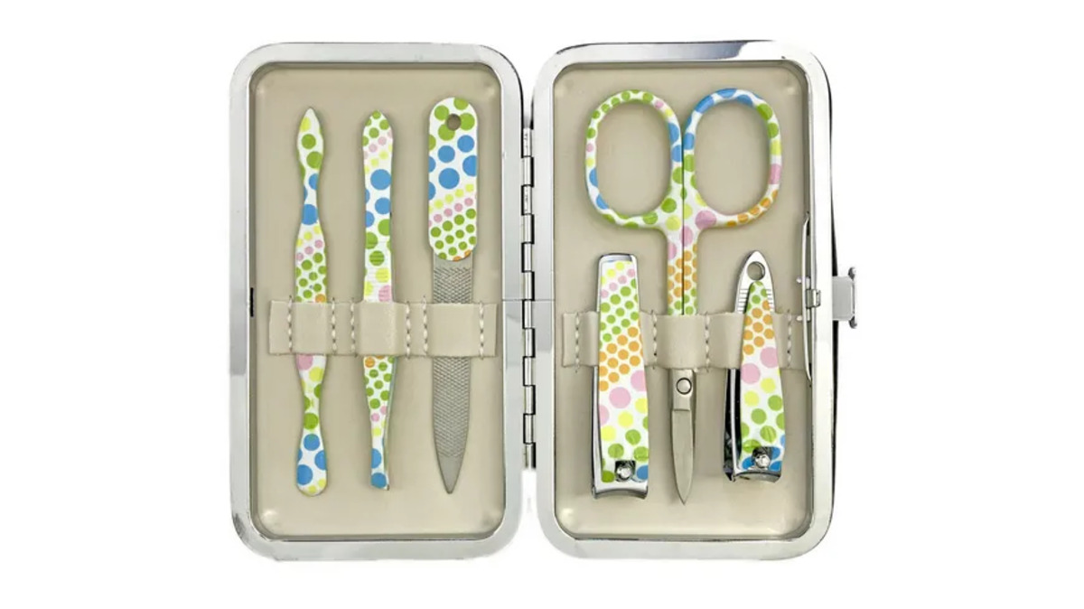 Bild 1 von Rahmenmaniküre Etui, 6-teilig, Punkte, Glitzer