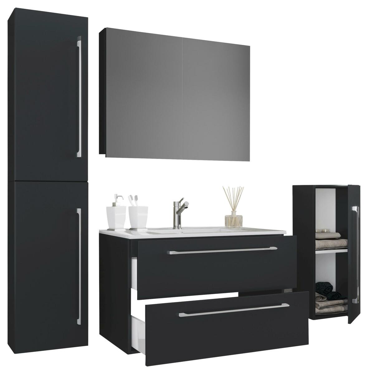 Bild 1 von Badezimmer Badinos 5-teilig Schwarz B: 80 cm