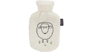 fashy Wärmflasche 0,8l mit Flauschbezug und Stickerei Schaf Dolly