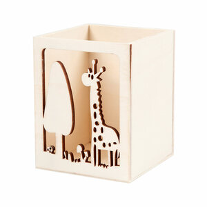 Teelichthalter / Stifthalter aus Holz 10 x 8 cm Giraffe