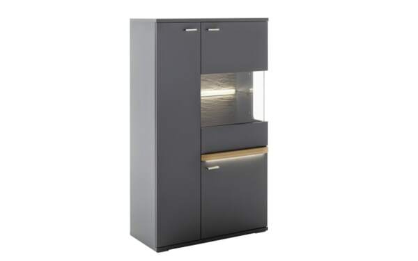 Bild 1 von MCA furniture - Highboard Marsalla, Balkeneiche massiv geölt, Royal grey, inkl. Front LED-Beleuchtung