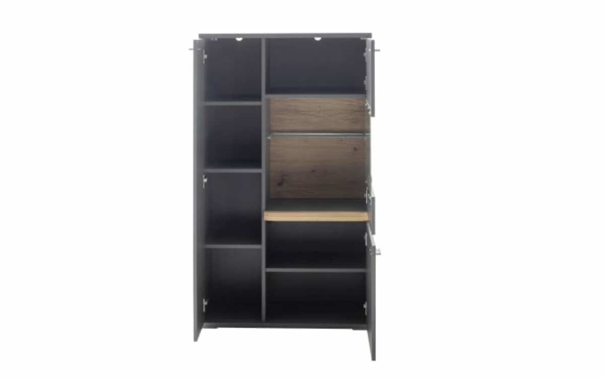 Bild 3 von MCA furniture - Highboard Marsalla, Balkeneiche massiv geölt, Royal grey, inkl. Front LED-Beleuchtung