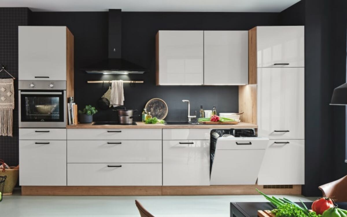 Bild 1 von Nobilia - Einbauküche Flash, seidengrau hochglanz/Eiche Sierra Nachbildung, inkl. Elektrogeräte