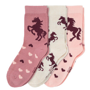 3 Paar Mädchen Socken mit Pferde-Motiven