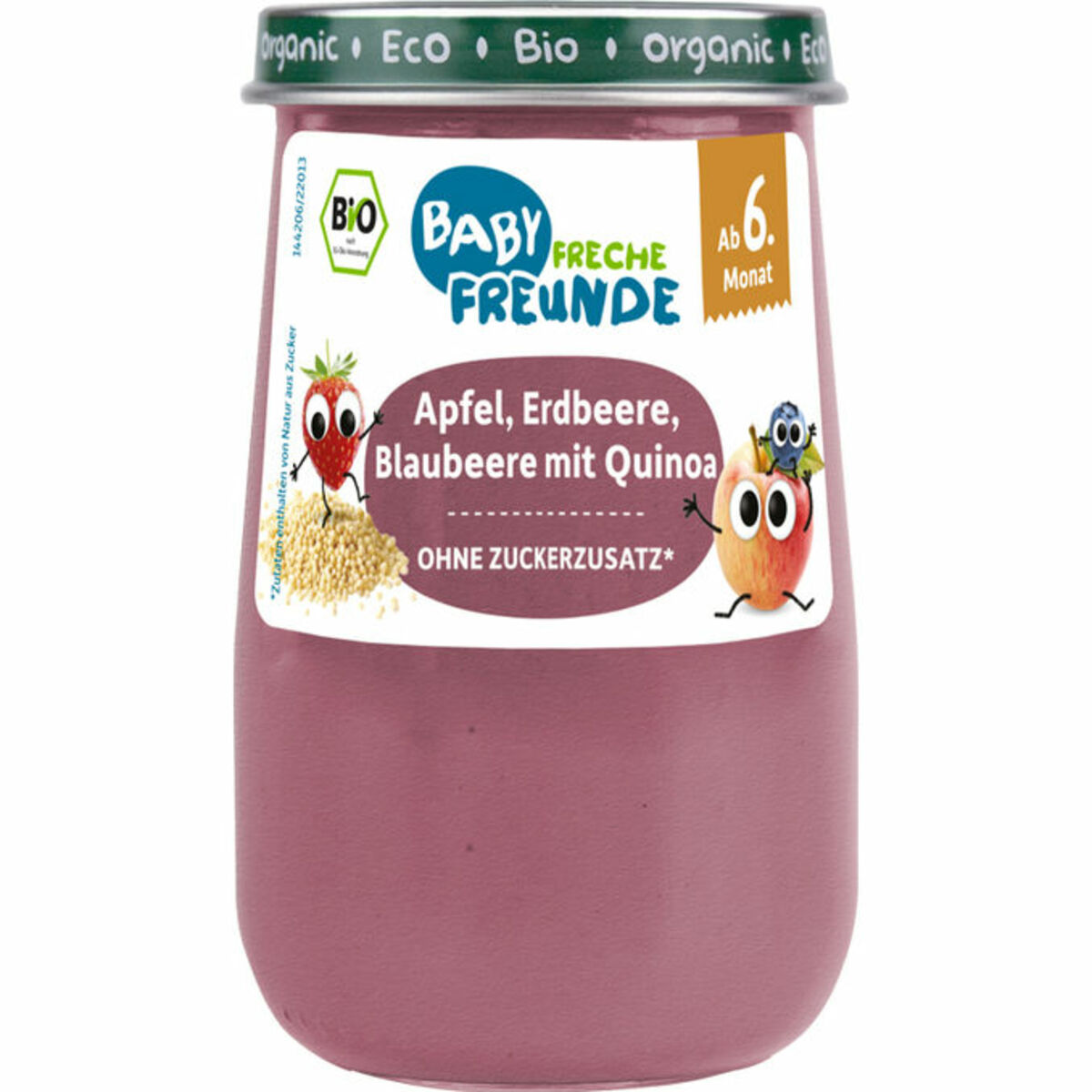 Bild 1 von Freche Freunde BIO Gläschen Apfel, Erdbeere, Blaubeere mit Quinoa
