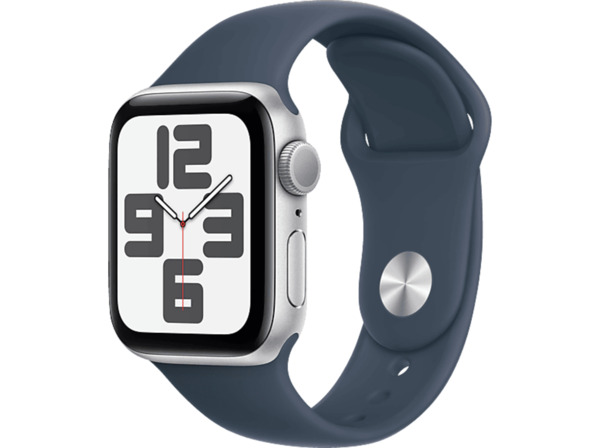 Bild 1 von APPLE Watch SE (2023) GPS 40 mm Smartwatch Aluminium Fluorelastomer, 150-200 mm, Silber/Sturmblau