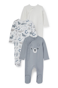 C&A Multipack 3er-Baby-Schlafanzug, Weiß, Größe: 68