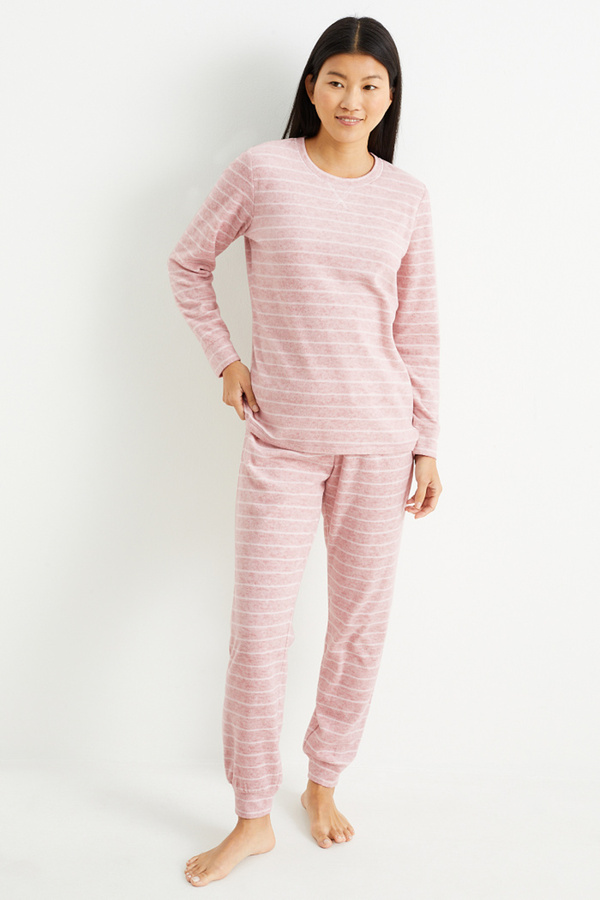 C A Fleece Pyjama Gestreift Rosa Gr E Xs Von C A F R Ansehen