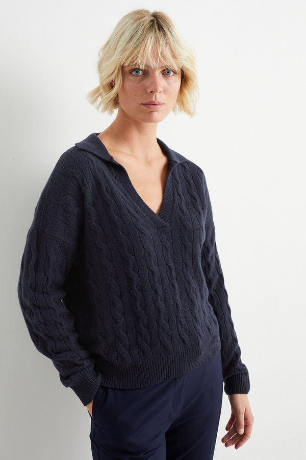 Bild 1 von C&A Pullover mit Kaschmir-Zopfmuster, Blau, Größe: S