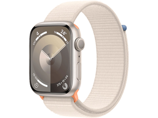 Bild 1 von APPLE Watch Series 9 GPS 45 mm Smartwatch Aluminium Textil Carbon Neutral, 130 - 200 mm, Polarstern