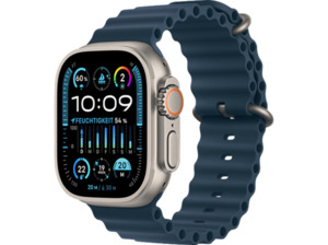 APPLE Watch Ultra 2 GPS + Cellular, 49 mm, Ocean Armband Blau Smartwatch Titangehäuse, 145 - 190 Titan /