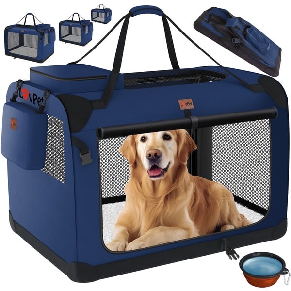 Bild 1 von LOVPET® Hundebox Hundetransportbox faltbar Inkl.Hundenapf Transporttasche Hundetasche Transportbox für Haustiere, Hunde und Katzen Haustiertransportbox