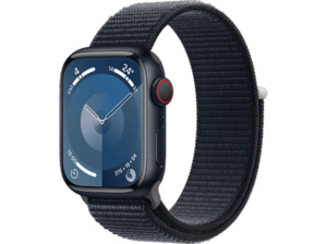 APPLE Watch Series 9 GPS + Cellular 41 mm Smartwatch Aluminium Textil Carbon Neutral, 130 - 200 mm, Mitternacht