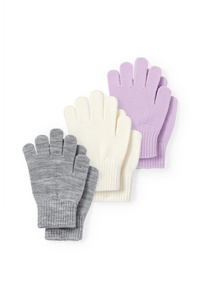 C&A Multipack 3er-Handschuhe, Lila, Größe: 128-152