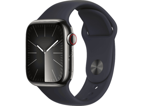 Bild 1 von APPLE Watch Series 9 GPS + Cellular 41 mm Smartwatch Edelstahl Fluorelastomer, 130 - 180 mm, Graphit