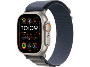 APPLE Watch Ultra 2 GPS + Cellular 49 mm Alpine Loop Blau – Medium Smartwatch Titangehäuse Gewebe, 145 - 190 mm, Titan /