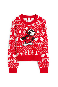 C&A Micky Maus-Weihnachtspullover, Rot, Größe: 122-128