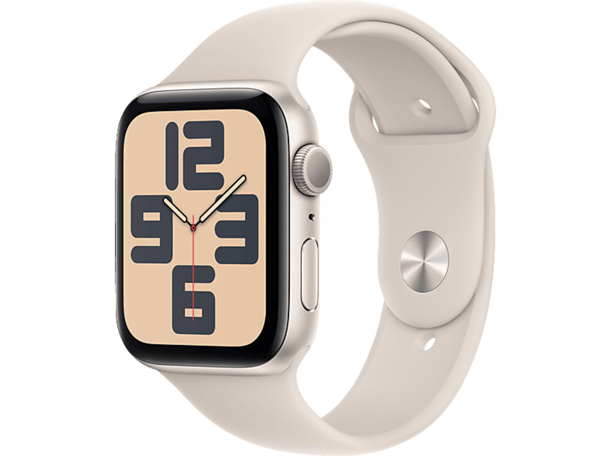 Bild 1 von APPLE Watch SE (2023) GPS 44 mm Smartwatch Aluminium Fluorelastomer, 130-180 mm, Polarstern