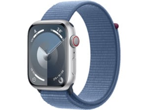 APPLE Watch Series 9 GPS + Cellular 45 mm Smartwatch Aluminium Textil Carbon Neutral, 130 - 200 mm, Silber