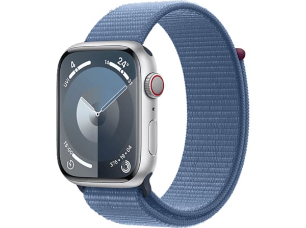 Bild 1 von APPLE Watch Series 9 GPS + Cellular 45 mm Smartwatch Aluminium Textil Carbon Neutral, 130 - 200 mm, Silber