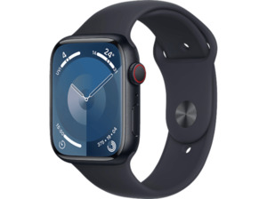 APPLE Watch Series 9 GPS + Cellular 45 mm Smartwatch Aluminium Fluorelastomer, 150 - 200 mm, Mitternacht