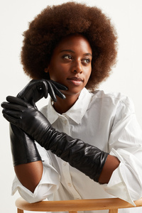C&A Leder-Handschuhe, Schwarz, Größe: S