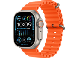 APPLE Watch Ultra 2 GPS + Cellular, 49 mm, Ocean Armband Orange Smartwatch Titangehäuse, 145 - 190 Titan /