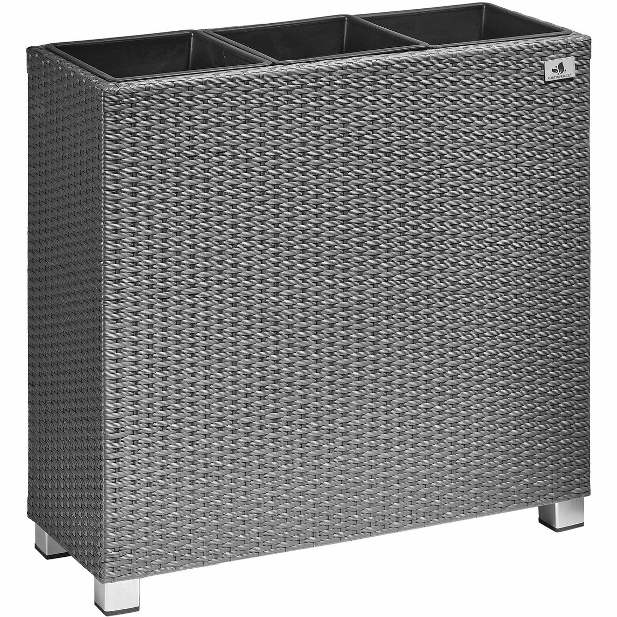 Bild 1 von Gartenfreude Raumteiler Pflanzkübel Polyrattan 76 cm x 26 cm Grau mit Alu-Füßen