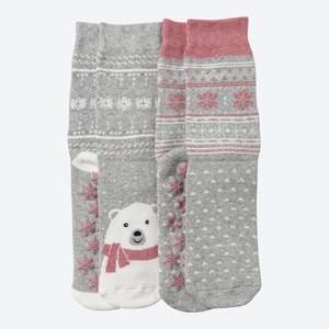 Damen-ABS-Socken im Winter-Design, 2er-Pack