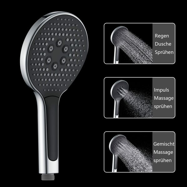 Bild 2 von Sumerain Handbrause Duschkopf mit Schlauch, Handbrause mit Schlauch 1.5M, , (duschkopf wassersparend, duschschlauch mit duschkopf), 3 jet types duschkopf druckerhöhend