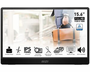 MSI 9S6-3PB70H-004 Portabler Monitor (40 cm/16 ", 1920 x 1080 px, Full HD, 4 ms Reaktionszeit, 60 Hz, IPS-LED, 3 Jahre Herstellergarantie)