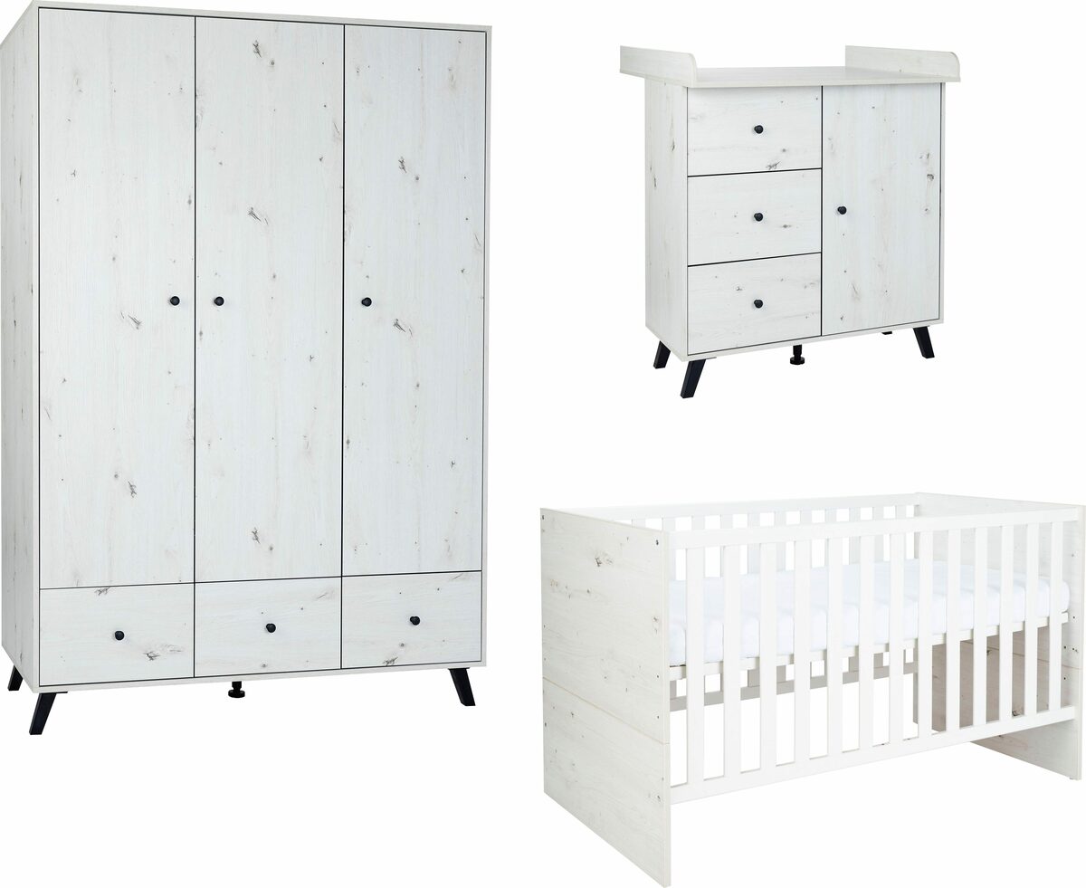 Bild 2 von arthur berndt Babyzimmer-Komplettset Babyzimmer Set »Lavea« 3-teilig, (Set, Babymöbel-Set »Lavea«: Kleiderschrank, Kinderbett und Wickelkommode)