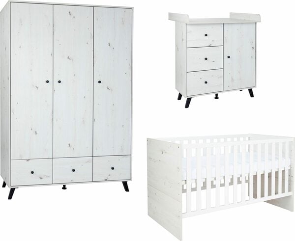 Bild 2 von arthur berndt Babyzimmer-Komplettset Babyzimmer Set »Lavea« 3-teilig, (Set, Babymöbel-Set »Lavea«: Kleiderschrank, Kinderbett und Wickelkommode)