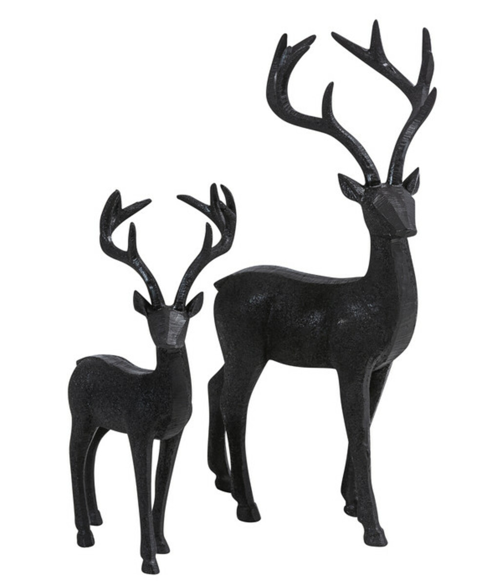 Bild 1 von Dehner Polyresin-Hirsch-Set, schwarz, 2-teilig